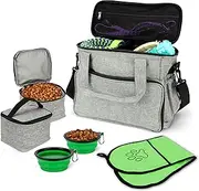 Belle Vous Dog Carrier - Foldable Dog Bowl - Carry Bag Dog with Multiple Pockets - with Food Container - Dog Bag for Dog Accessories - Dog Backpack - Dog Travel Bag