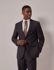 Hawes & Curtis Charcoal Chalk Stripe Wool Classic Fit Suit Jacket Size: 52 (EU 62)