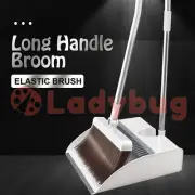 Dustpan and Broom Set Long Handle Stand Up Store with Broom Holder