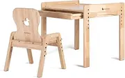 Kaya Primary Adjustable Table and Chair Set,2 in 1 Wooden Kids Table and Chairs;Solid Wood ;Height Adjustable Toddler Table and Chairs with Drawer-Duck