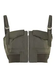 Dion Lee Aviator Cropped Nylon top - Khaki - 12 (UK12 / M) 12 (UK12 / M)