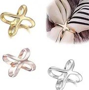 [JANCAN] Scarf Clip Scarf Ring Wrap Clamp Silk Scarf Clasp Holder,3Pcs Scarf Rings Cross Hollow Scarf Buckle X-shaped Scarf Ring Buckle Simple Scarf Clips for Shawl Neckerchief Clothing, Color, Large
