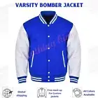 Varsity Bomber Letterman Royal Wool & Genuine White Leather Sleeve Jacket