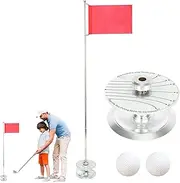 Wesleyyy Golf Hole Cup and Flag | Golf Putting Green Flagstick - Practice Putting Green Flags, Retractable Golf Pole Pin Flagpole, Golf Flag Sticks for Yard Backyard