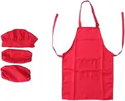 KOMBIUDA Chef Set with Hat Apron and Sleeve Complete Kitchen for Cooking Baking and Painting Suitable for Ages Red