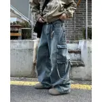 SLC I NUT CARGO STRAP WIDE DENIM PANTS