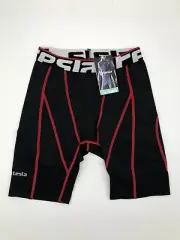 TSLA Tesla MUS17 Cool Dry Baselayer Compression Shorts - Red/Black White Letters