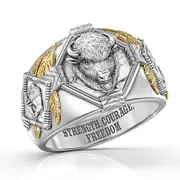 "Strength And Courage" Men's Bison Ring