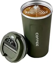 12 Oz Stainless Steel Vacuum Insulated Tumbler, with Digital Temperature Display, Spill Proof with Leakproof Lid Coffee Cup(380ml-green)