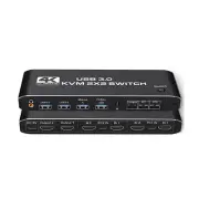 4K 2 in 2 out USB 3.0 HDMI KVM Switch Hub Extended Display With Keyboard Hotkey