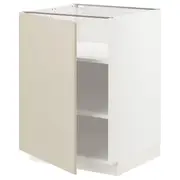 METOD base cabinet with shelves, white/Havstorp beige, 60x60x80 cm