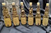 Halloween Witch Potion Bottle sculpted clay Set of 6 Prop Spooktacular Display