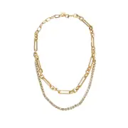 Nevenka Link Layered Necklace Gold Paperclip Chain Choker for Women