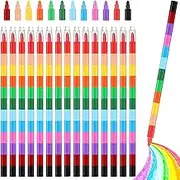 15 Pcs Stackable Crayons, Mini Crayon Packs, Colored Pencils for Kids, Rainbow Markers Pen, Stacking Crayons for Drawing Coloring, Party Favors Gifts School Office Supplies, 12 Colors