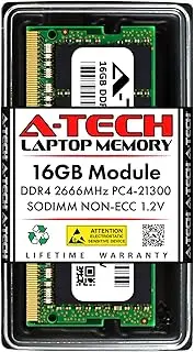 [A-Tech] 16GB Module 2666Mhz PC4-21300 260-Pin So-Dimm DDR4 1.2v Non ECC 2rx8 Laptop & Notebook Computer Memory Ram Stick (AT16G1D4S2666ND8N12V)