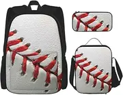 [CADREWY] Sport Ball Baseball Print Travel Bag Adjustable Shoulder Straps Lunch Bag Pencil Case Large Capacity Bag, Black, One Size