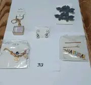 Lot New 5 Pc Hair Barrett Clips & Jewelry Gift Bag White Elephant Grab Bag #33