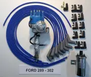 FORD 289 302 BLUE Small Cap HEI Distributor +45K Coil+UNIVERSAL SPARK PLUG WIRES