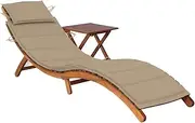 Solid Wood Acacia Chair, Folding Patio Chaise Lounge for Outdoor Reclining, Lawn or Beach Gravity Lounger, Camping Relaxation with Table and Cushion Set