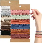 RIXERKOC 48 Pieces Boho Hair Bobbles Elastic Hair Bands for Women, Cute Hair Bobbles Without Damage, Ponytail Holder for Girls with Thick and Thin Hair