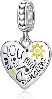 [DOYIS] You are My Sunshine Charms Fit for Pandora Charms Bracelets 925 Sterling Silver Love Heart Dangle Pendant Bead Girl Jewelry Beads Gifts for Women