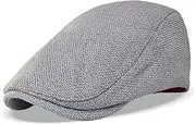 [HIQIU] Men's Summer Unisex Linen Flat Cap Gatsby Ivy Hat Newsboy Hat Peaked Cap Beret Cap