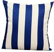 COOPHYA 1Pc Stripe Linen Throw Pillow Case Cover Dark Blue Decorative Sofa Cushion Case for Living Room Office Stylish Dust Resistant