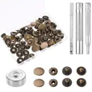 24 Sets Leather Snap Fasteners Kit, 15mm Metal Snap Buttons Metal Leather Pre...