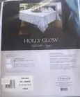 White 60" x 60" Square Heritage Lace Holly Glow Tablecloth
