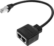 KOMBIUDA Network Adapter Cable Gigabit Shielded Splitter Adapter Male Female Adapter Connector Modular Dual Port Network Cable Splitter Plug Speed Wire Ethernet Spliter Plastic Black