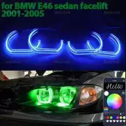 RGB App control LED Angel Eye Rings For BMW 3 series E46 Sedan Halogen headlight
