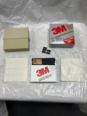 16 pack 3M 5 1/4" DS, HD Double Sided High Density Diskettes 1.2mb & TANDY CASE