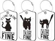 [vmumam] It's Fine Luggage Tag for Suitcase 3 Pack Leather Luggage Tag with Privacy Flap Name ID Label and Metal Loop for Women Men Travel