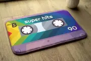 Non-Slip Bathroom Soft Rug Absorbent Mat - 90x60 cm - Retro Cassette Rainbow