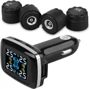 B-Qtech/Jansite DIY Tire Pressure Monitoring System, Wireless TPMS with 4 External Sensors, Cigarette Lighter Plug LCD Display with Tire Pressure, Temperature