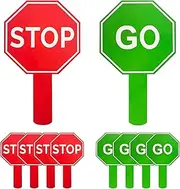 Traffic Control Warning Signs - Pack of 10 Waterproof Double-Sided Stop and Go Paddles with Handle | Portable Parking Safety Devices for Kids, School Zone, Event Staff, Road Management, Outdoor Use