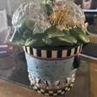 Vintage Sakura Debbie Mumm Cookie Jar “Bucket Of Hydrangeas”