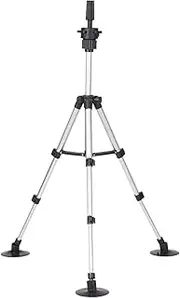 Wig Stand Tripod with Suction Cups Mini Adjustable Mannequin Head Stand Manikin Head Tripod Stand Portable Cosmetology Hairdressing Training Mannequin Head Stand Silver