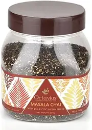 Octavius Masala Chai - 250 Gm Jar | 125 Cups | 100% Natural Spices | Masala Tea | Black Tea | Rich Taste & Aroma | Premium And Refreshing Spiced Tea