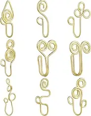 [Fzroezz] 9 12 Pcs African Nose Cuff Jewelry Non Piercing Fake Nose Ring Clip on Surgical Steel Faux Nose Piercing for Women