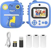 xinyee Portable Mini Photo Printer for Children 1080P Instant Print Camera with 1200W Dual Cameras 2.4'' Screen Support Music Playback and Game Playing OTG Function with 3 Print Paper Roll+32G Memory