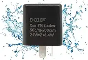 HiSport 12V 2 PIN Adjustable Waterproof Electronic Hazard Warn Flasher Relay Fix for LED Turn Signal Light Bulbs Replacement for Most Cars Motorcycles