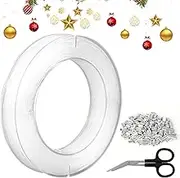 0.8mm Transparent Nylon Thread, 170m Tear-Resistant Transparent Cord with 120 Pieces Loop Cuff, Load Capacity 75 lbs Hanging Cord, Transparent Nylon Cord for Hanging, Crafts, Fishing