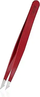 Rubis Evolution 2-in-1 Tweezers - Pointed, Angled and Fine - Splitter Tweezers for Ingrown Hair and Splitter - Eyebrow Tweezers - Red