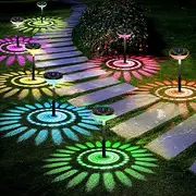 Bright Solar Pathway Lights 8 Pack,Color Changing+Warm White LED Path Lights Outdoor,IP67 Waterproof, Solar Powered Garden Lights for Walkway Yard Backyard Lawn Landscape Decorative