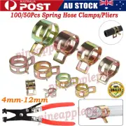 100/50Pcs Hose Clamps Kit Spring Clips Petrol Fuel Hose Line 4mm-12mm / Pliers