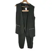 NWT Chico's Travelers Womens 2/M/12 Zipper Vest Pants Zipper Ankle Detail Set