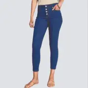Tahari Medium Wash Amelia Rayon Denim Button Fly Skinny Jeans Plus Size 24 W New
