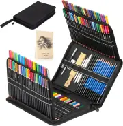 Premium 144 Drawing Pencil Set,Including 120 Colored Pencils and 24 Sketch Kit,A