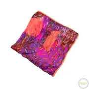 NIB Napolean Multi 100% Silk Abstract Paint Strokes Rolled Hem Pocket Square